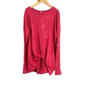 Zella Girls Pink Twist Front Long Sleeve Tie Dye Casual‎ Top Large New